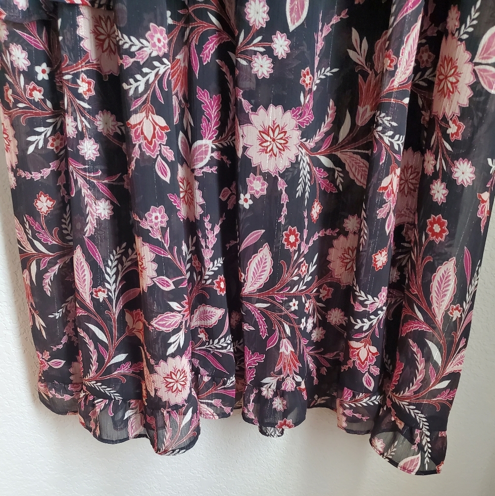 Emma & Michele Black and Pink Floral Long Sleeve Dress - Picture 6 of 7
